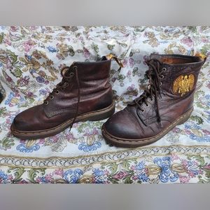 Vintage embroidered genuine leather made in England 8 eye boots